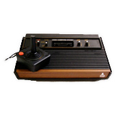 Vintage Atari video game console with joystick controller and free emulator.