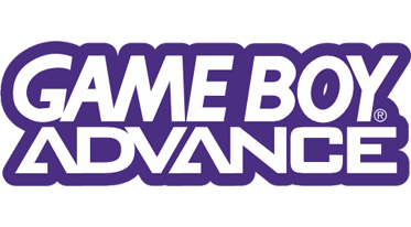Logo of game boy advance in purple and white tones featuring bold, stylized text.